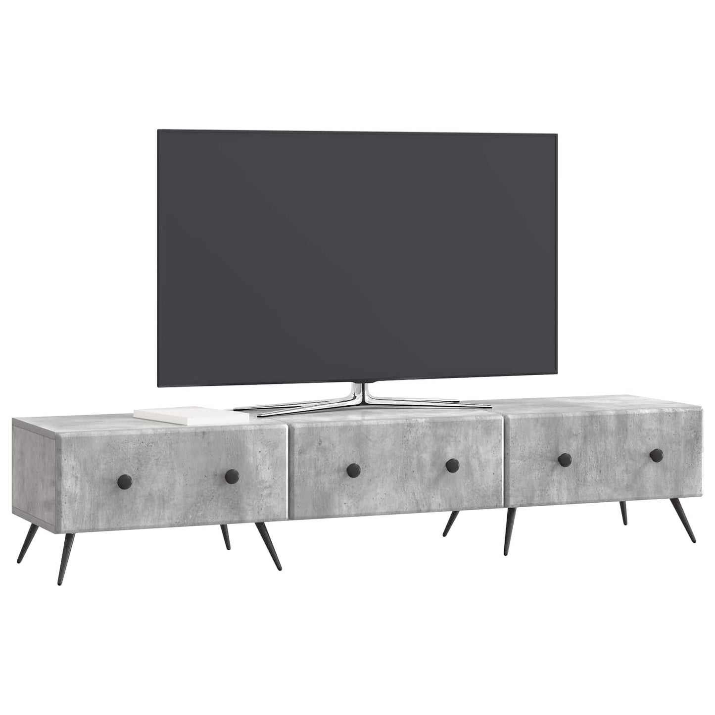 TV-skab med skuffe Betongrå 147 x 34,5 x 30 cm Konstrueret træ