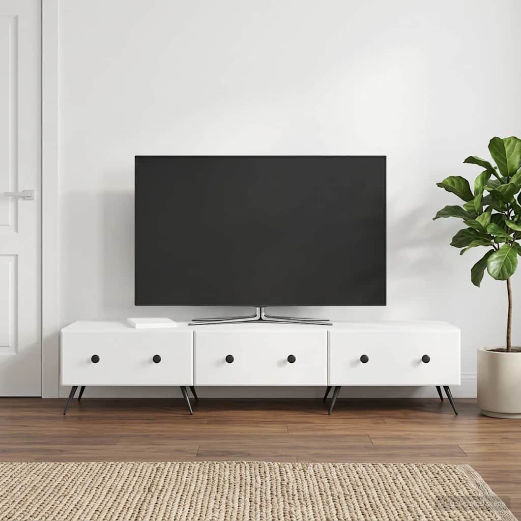 TV-skab Hvid højglans 147 x 34,5 x 30 cm Konstrueret træ