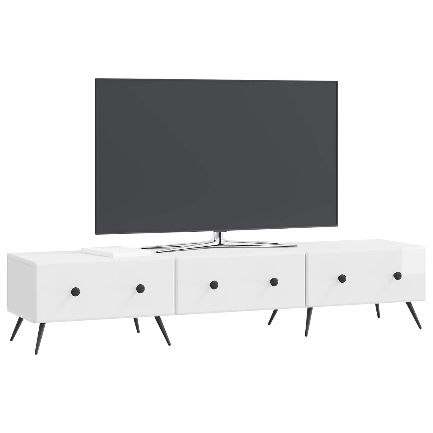 TV-skab Hvid højglans 147 x 34,5 x 30 cm Konstrueret træ