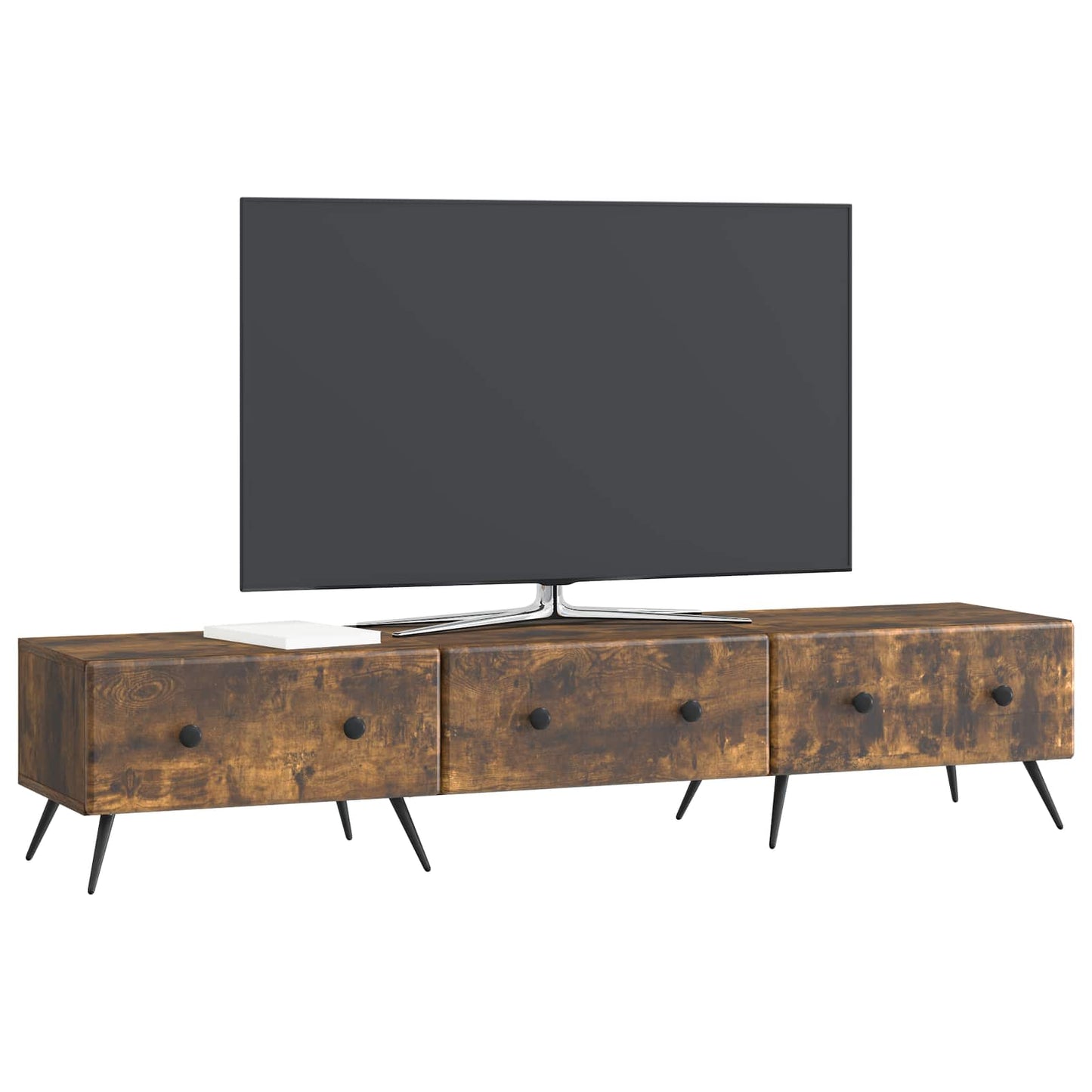 TV-skab med skuffe Røget eg 147 x 34,5 x 30 cm Konstrueret træ
