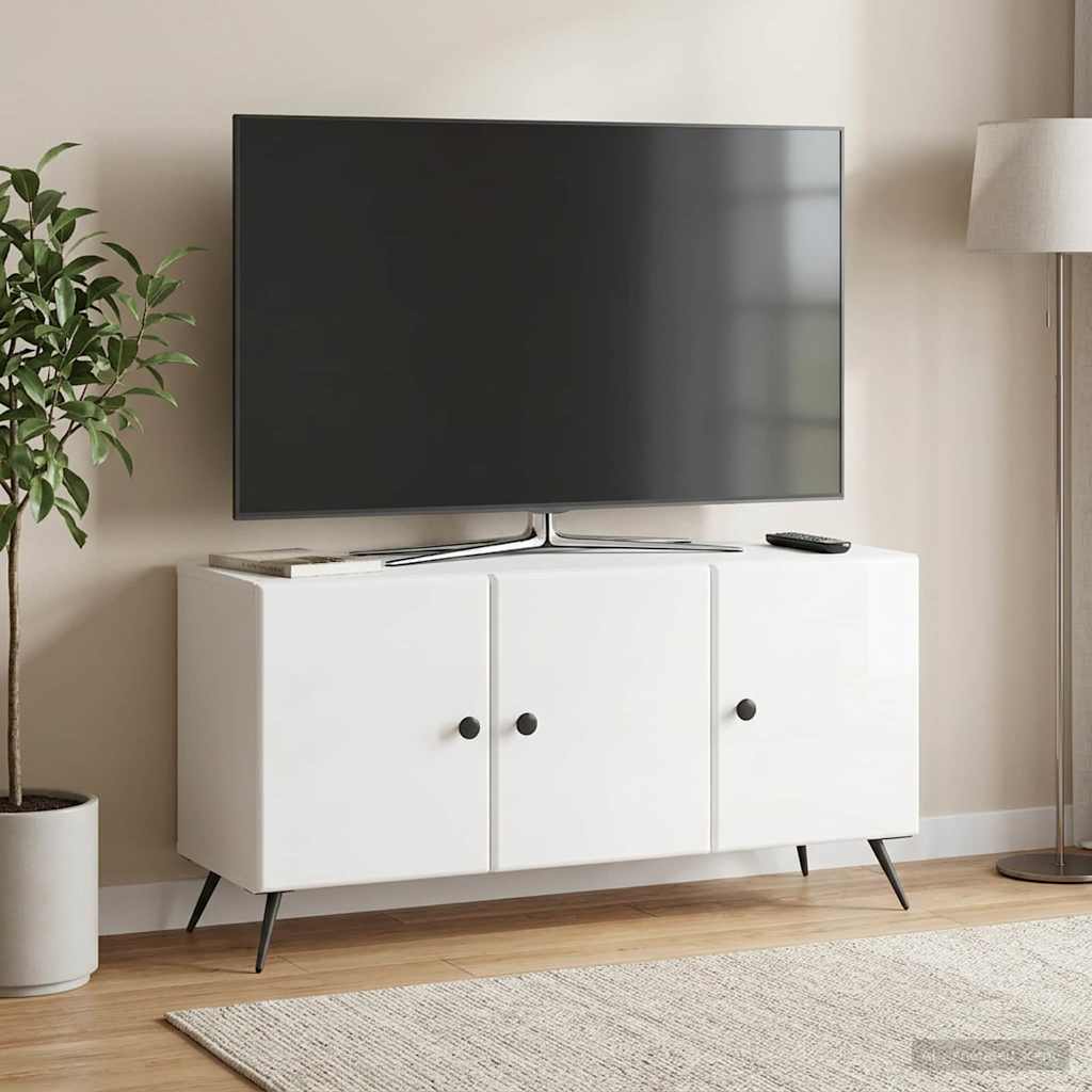 TV-skab Hvid højglans 99 x 34,5 x 50 cm Konstrueret træ