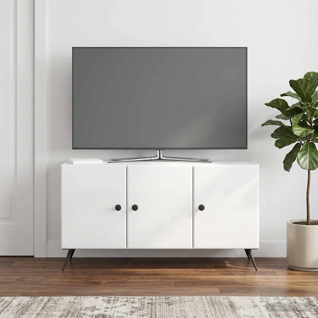 TV-skab Hvid højglans 99 x 34,5 x 50 cm Konstrueret træ