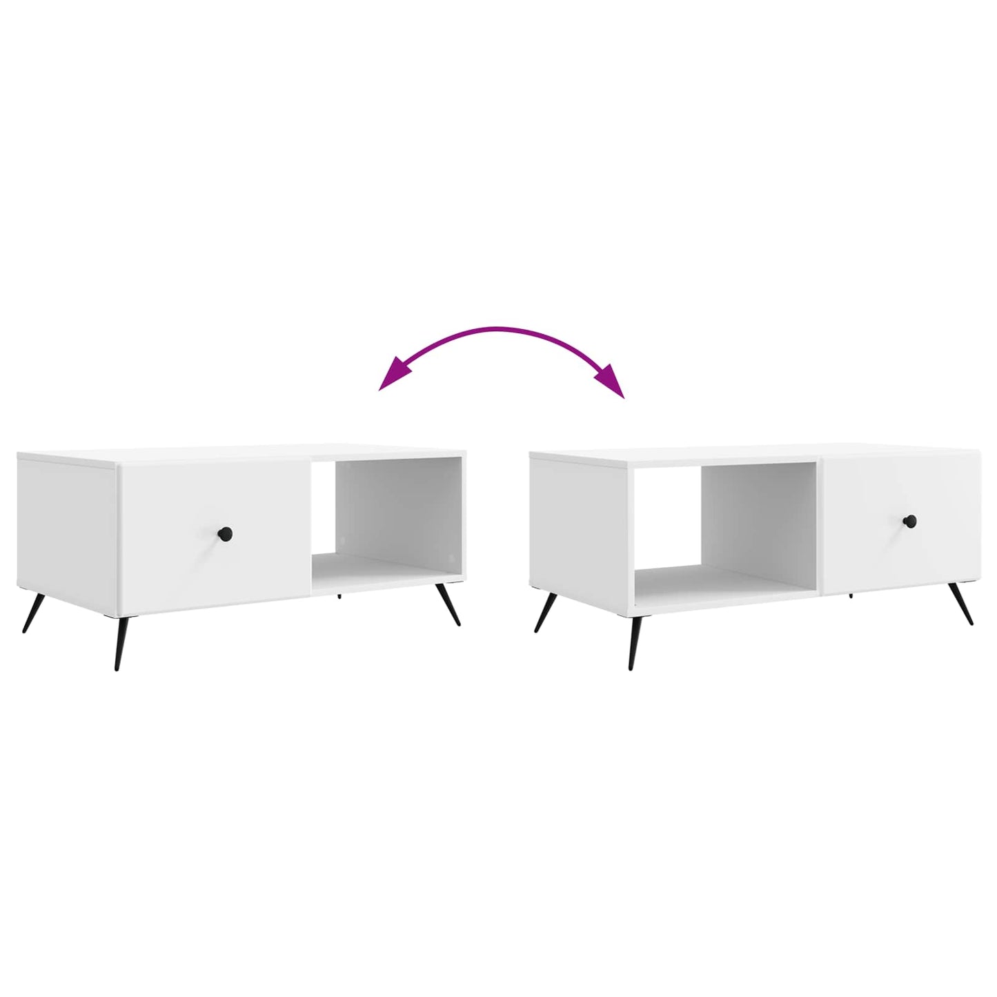 Sofabord Hvid 90 x 50 x 40 cm Konstrueret træ