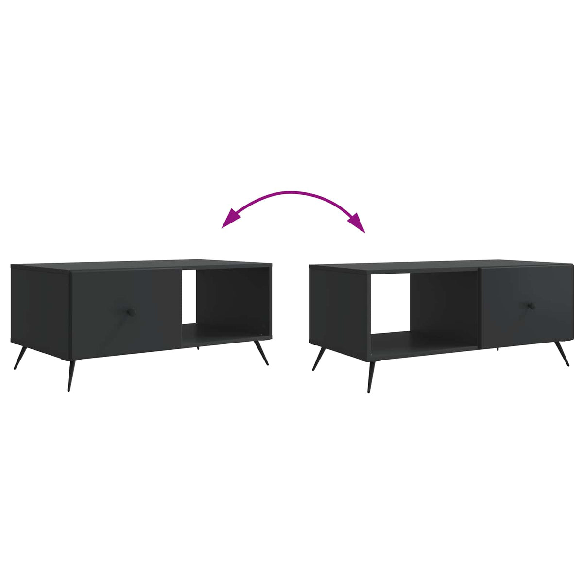 Sofabord Sort 90 x 50 x 40 cm Konstrueret træ