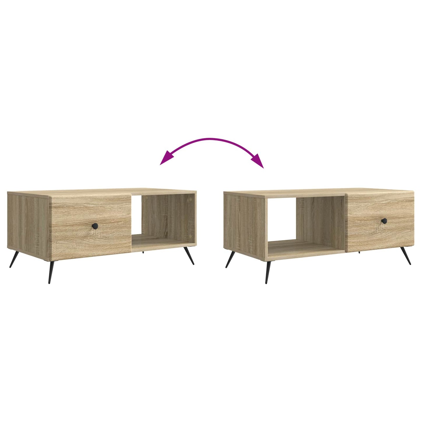 Sofabord Sonoma-eg 90 x 50 x 40 cm Konstrueret træ