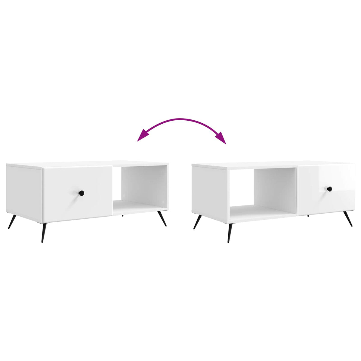 Sofabord Hvid højglans 90 x 50 x 40 cm Konstrueret træ