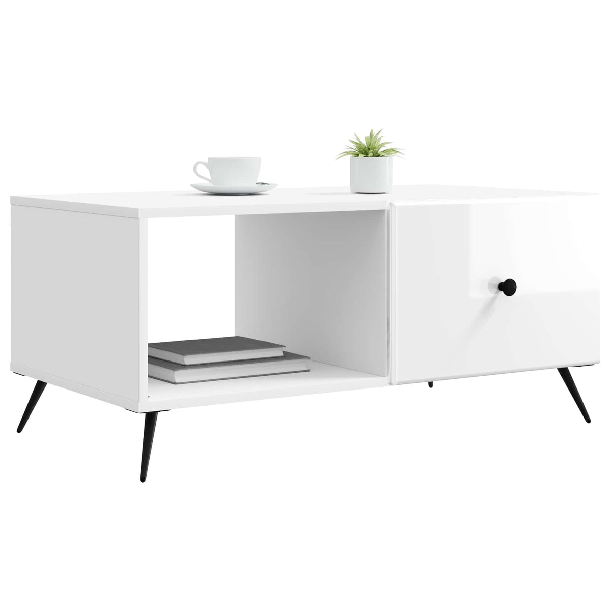 Sofabord Hvid højglans 90 x 50 x 40 cm Konstrueret træ