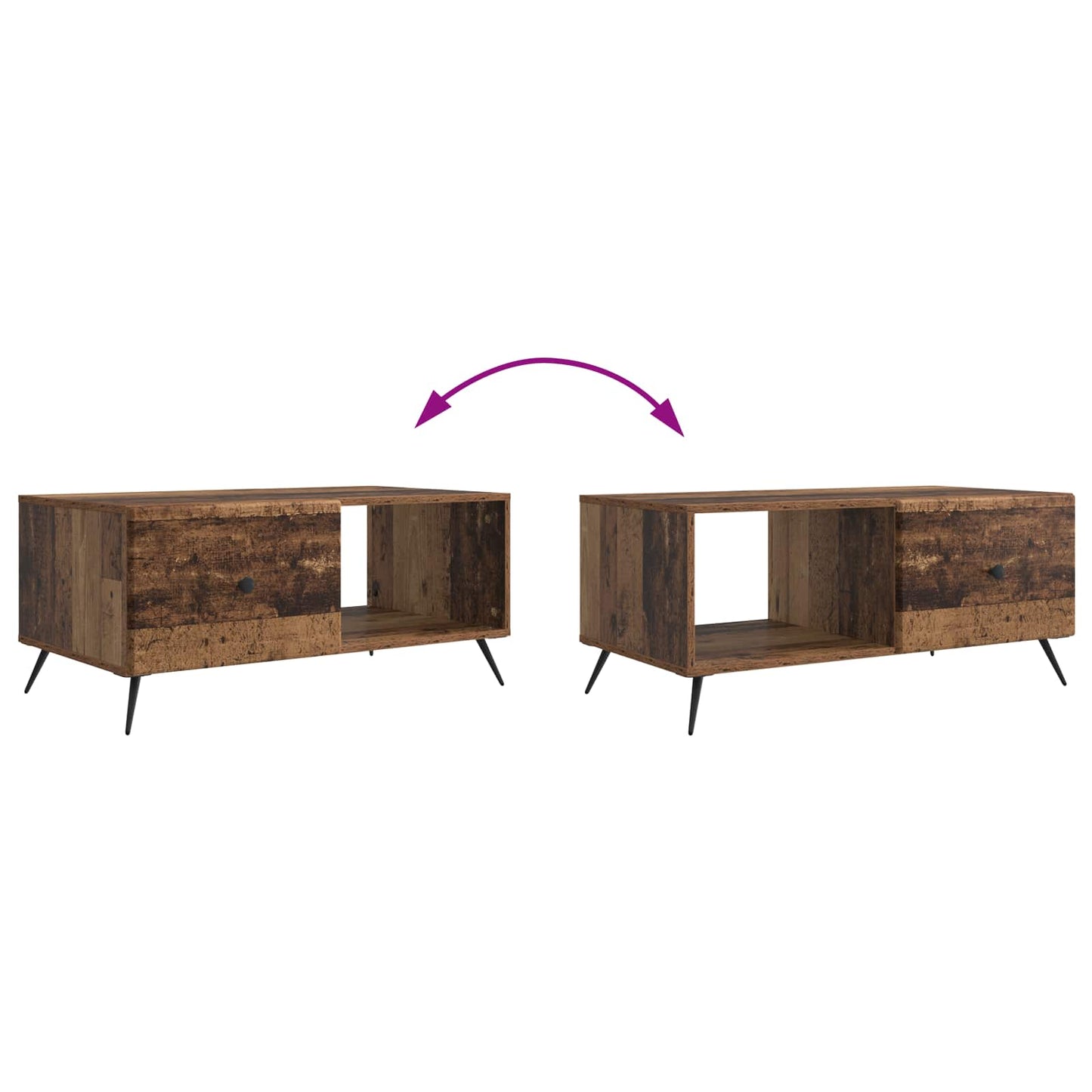 Sofabord Gammelt træ 90 x 50 x 40 cm Konstrueret træ