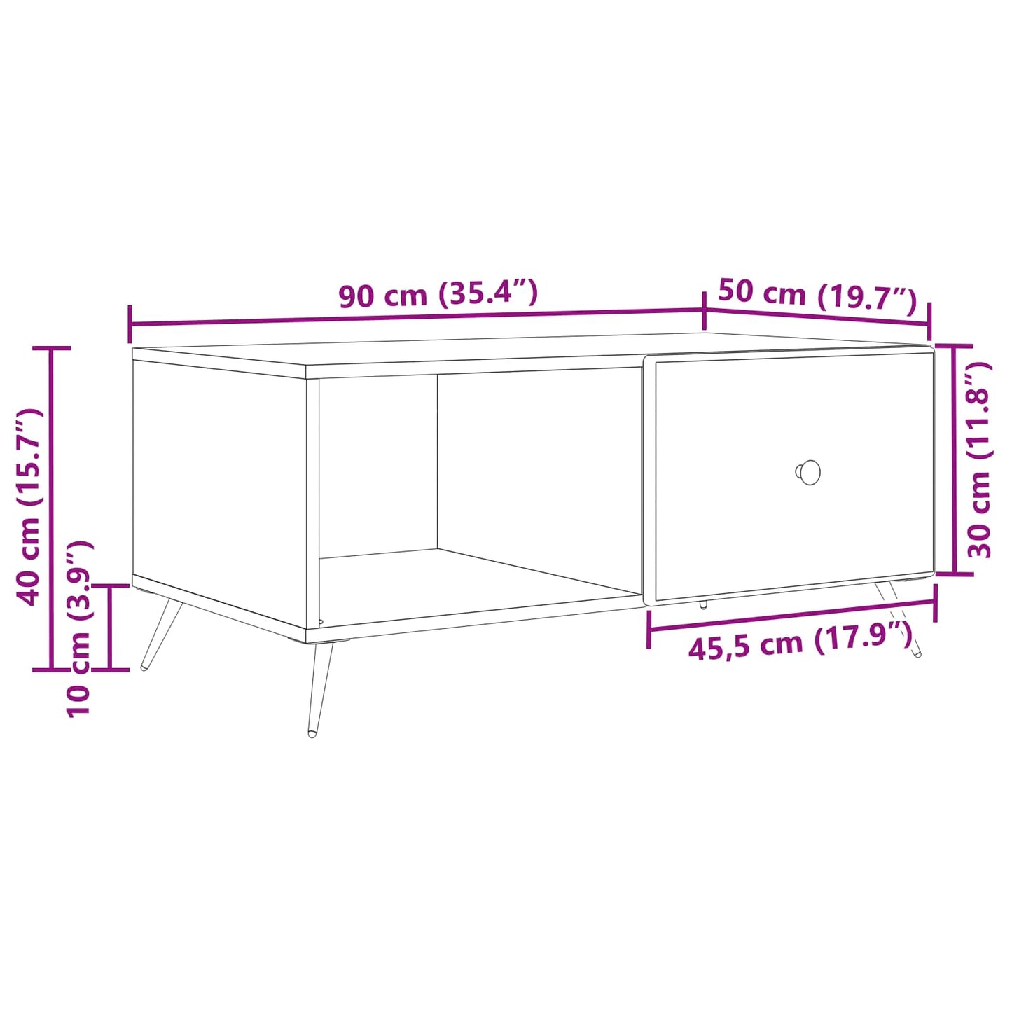 Sofabord Gammelt træ 90 x 50 x 40 cm Konstrueret træ