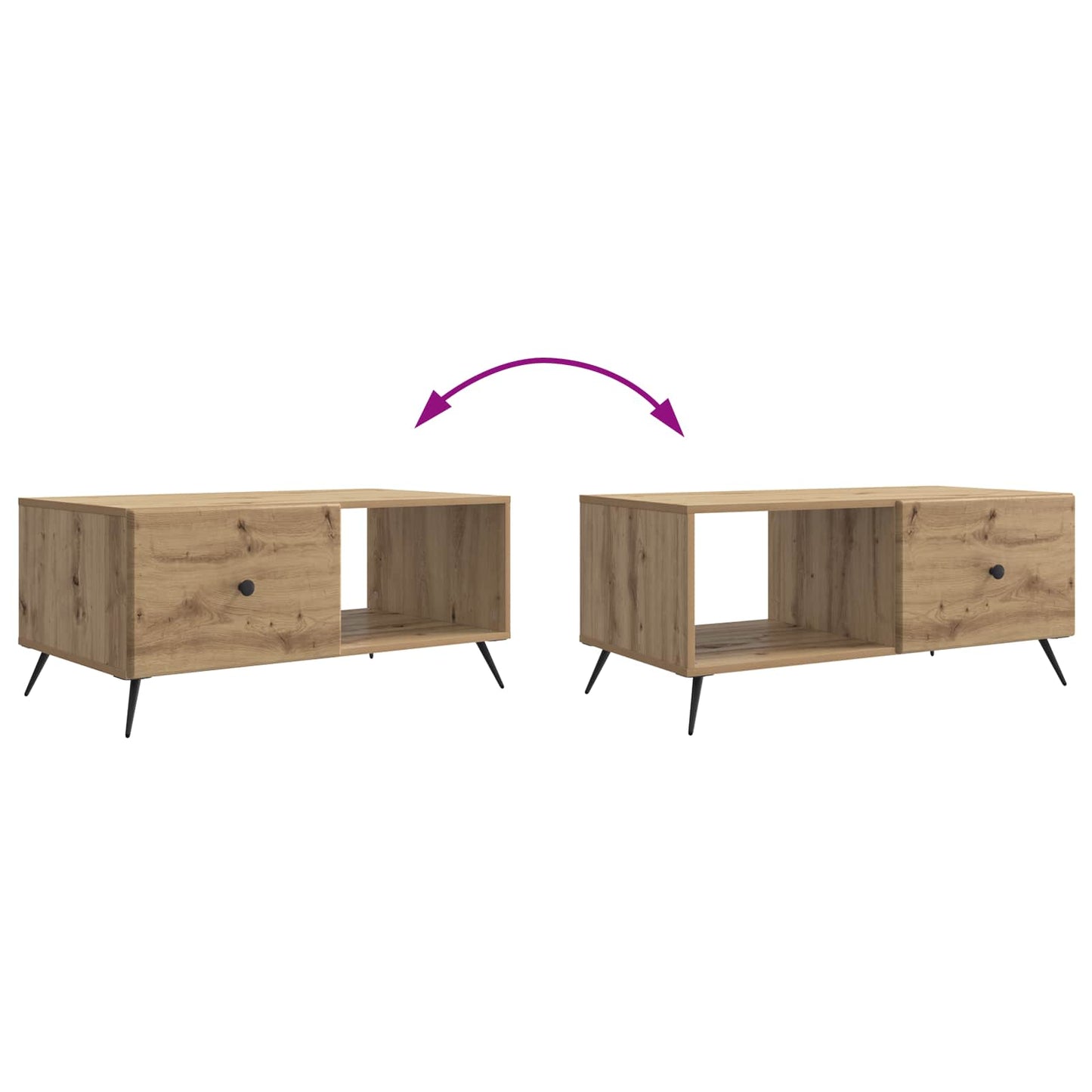 Sofabord Artisan-eg 90 x 50 x 40 cm Konstrueret træ