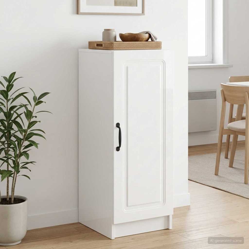 Sideboard Hvid højglans 33 x 34,5 x 87 cm Konstrueret træ