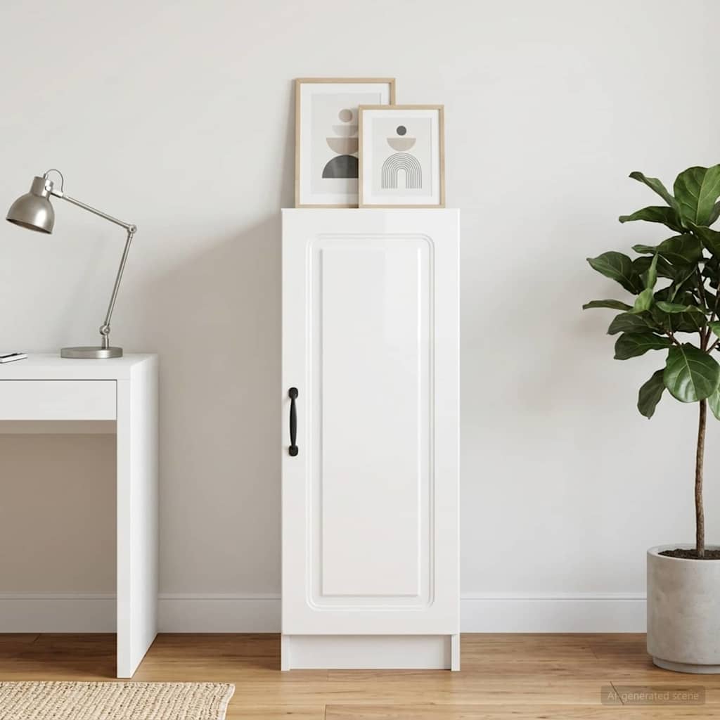 Sideboard Hvid højglans 33 x 34,5 x 87 cm Konstrueret træ