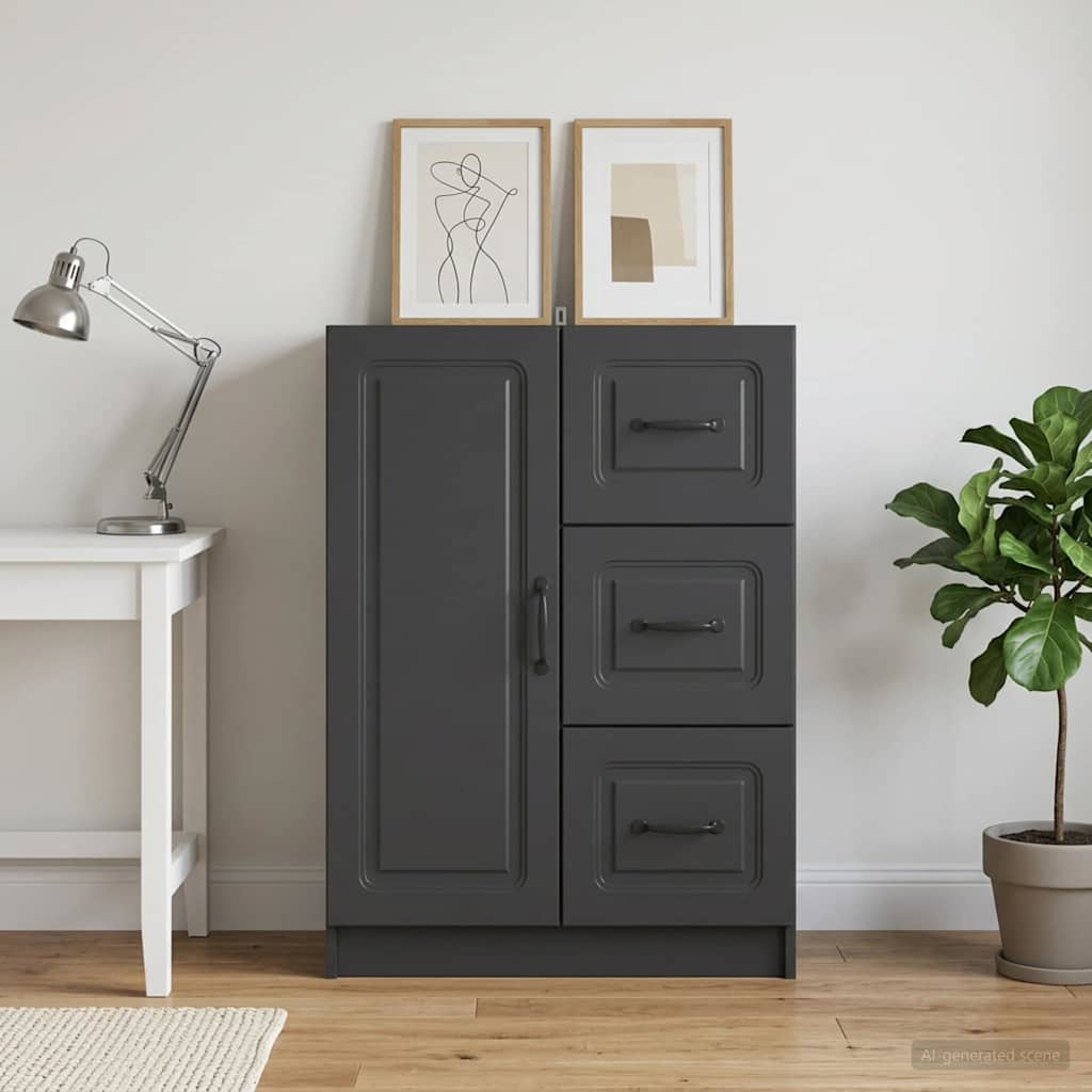 Sideboard med skuffe Sort 66 x 34,5 x 87 cm Konstrueret træ