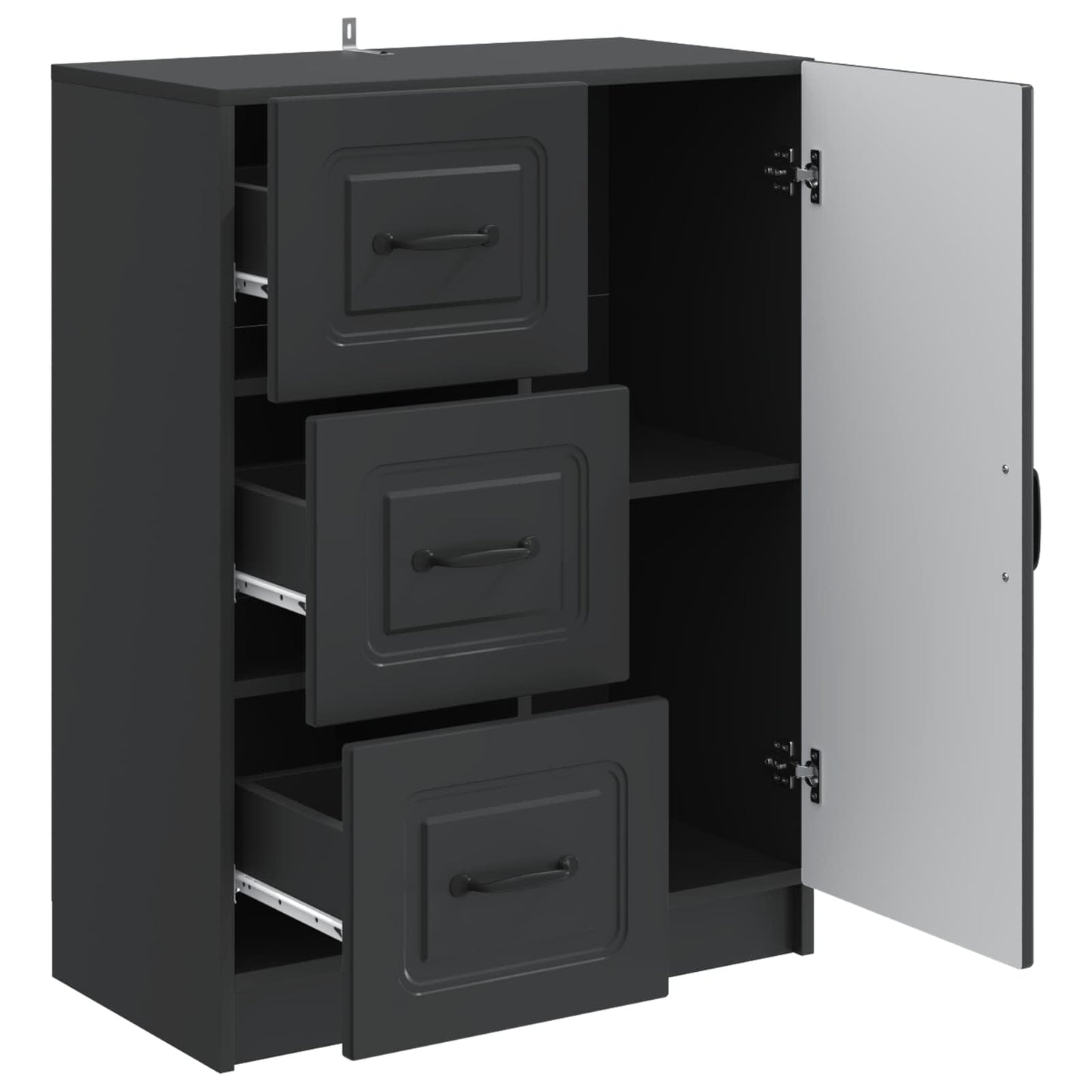 Sideboard med skuffe Sort 66 x 34,5 x 87 cm Konstrueret træ