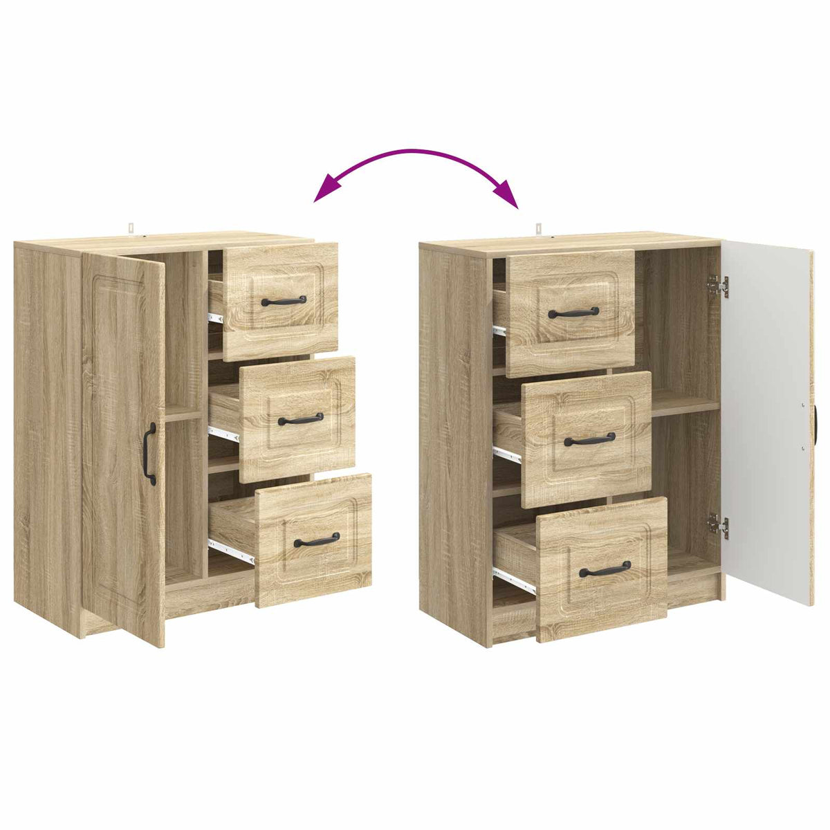 Sideboard Sonoma-eg 66 x 34,5 x 87 cm Konstrueret træ