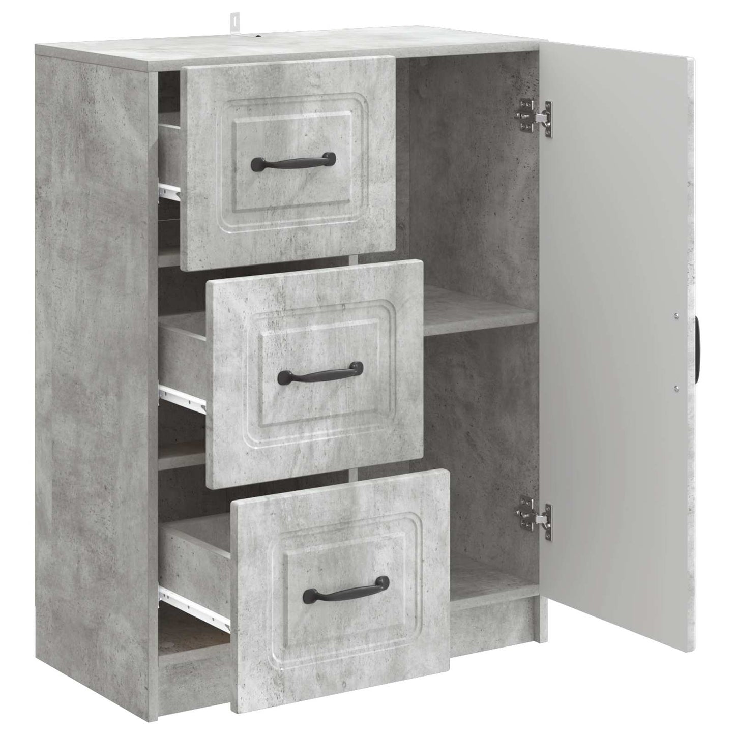 Sideboard med skuffe Betongrå 66 x 34,5 x 87 cm Konstrueret træ