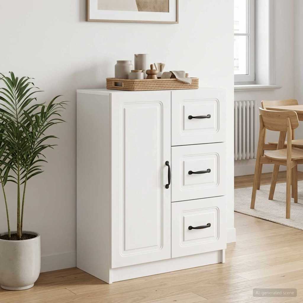 Sideboard Hvid højglans 66 x 34,5 x 87 cm Konstrueret træ
