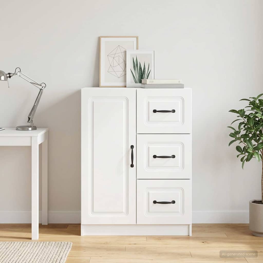 Sideboard Hvid højglans 66 x 34,5 x 87 cm Konstrueret træ
