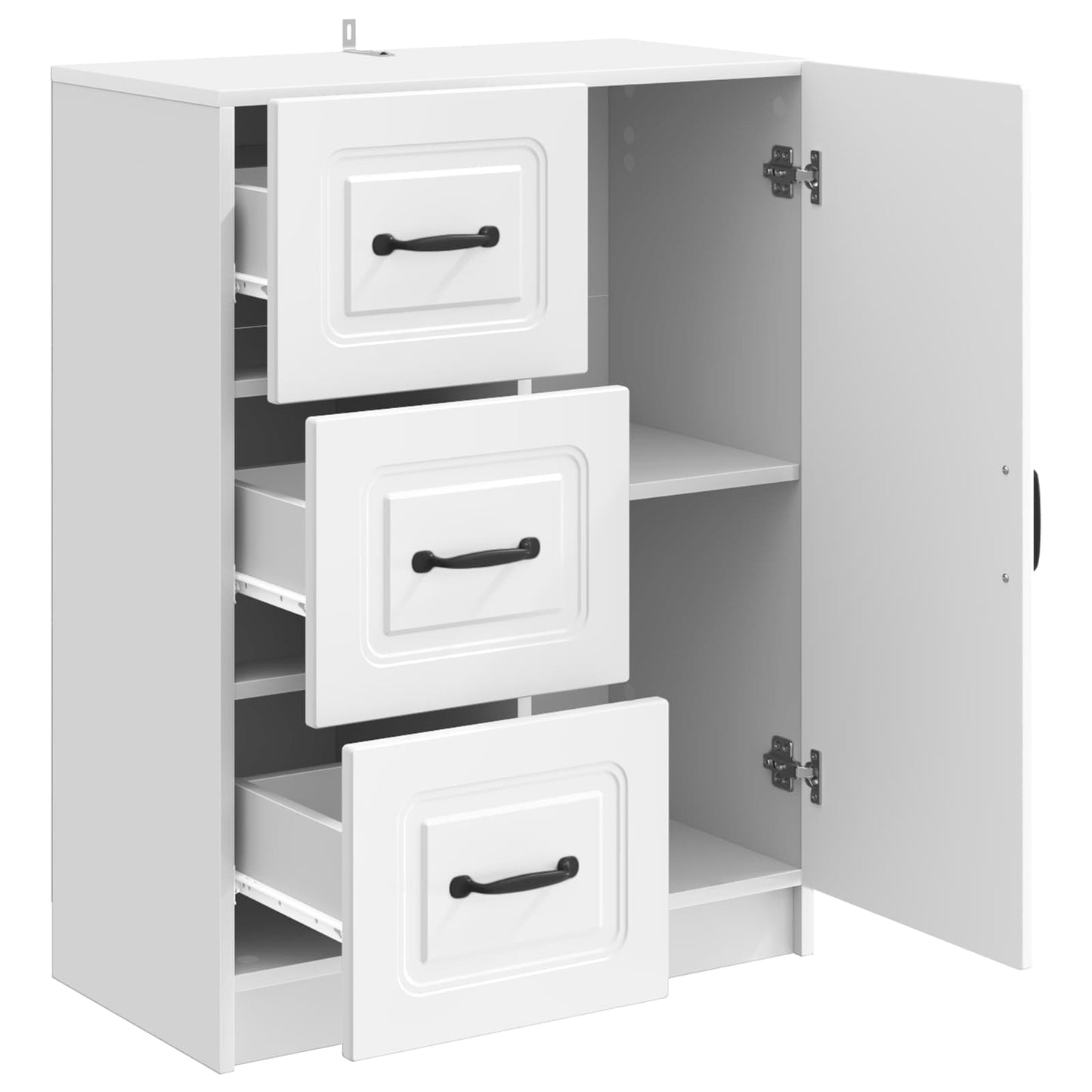 Sideboard Hvid højglans 66 x 34,5 x 87 cm Konstrueret træ