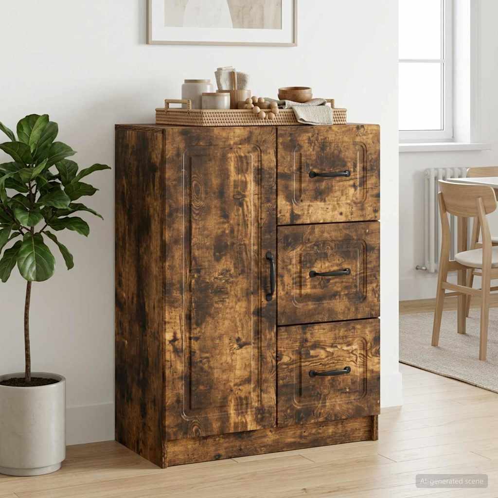 Sideboard med skuffe Røget eg 66 x 34,5 x 87 cm Konstrueret træ