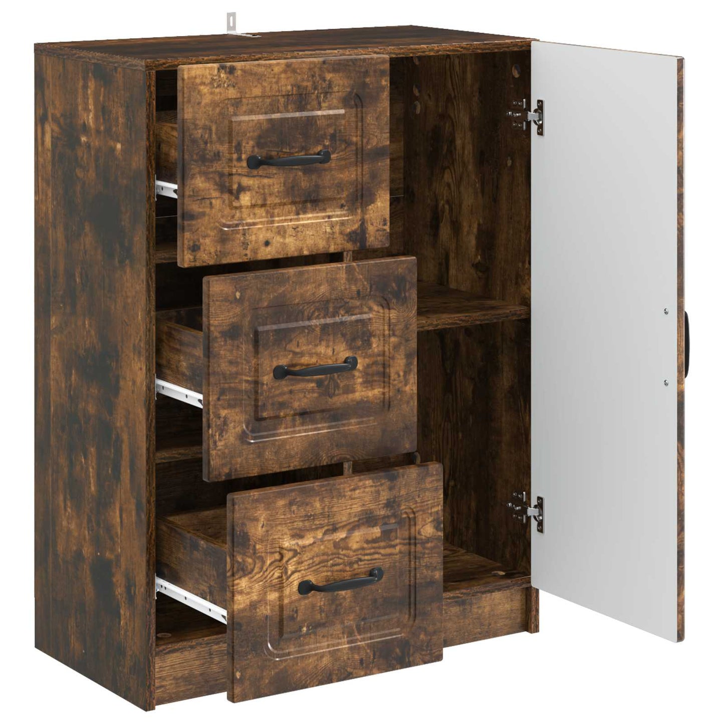 Sideboard med skuffe Røget eg 66 x 34,5 x 87 cm Konstrueret træ