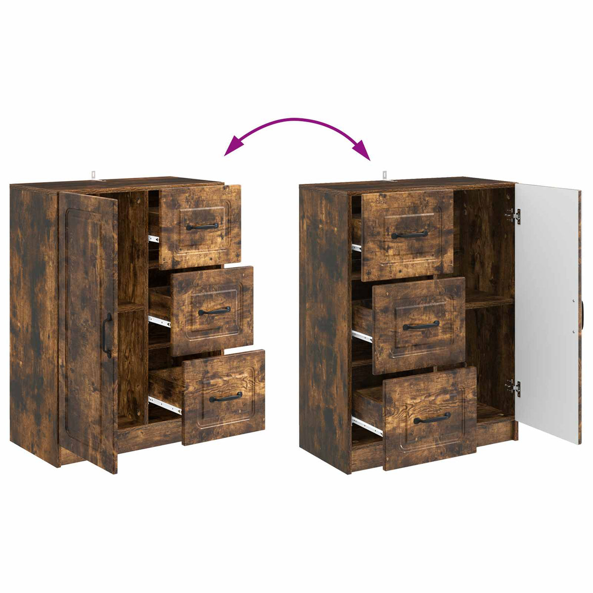 Sideboard med skuffe Røget eg 66 x 34,5 x 87 cm Konstrueret træ