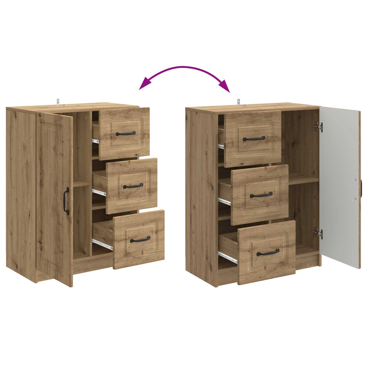 Sideboard Artisan-eg 66 x 34,5 x 87 cm Konstrueret træ