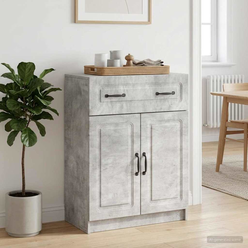 Sideboard med skuffe Betongrå 66 x 34,5 x 87 cm Konstrueret træ
