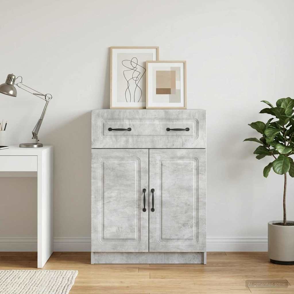 Sideboard med skuffe Betongrå 66 x 34,5 x 87 cm Konstrueret træ