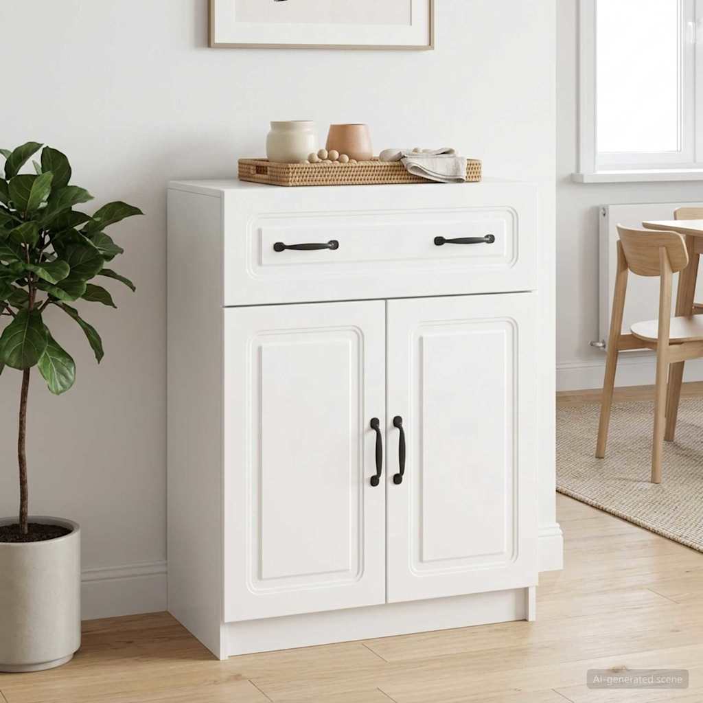 Sideboard Hvid højglans 66 x 34,5 x 87 cm Konstrueret træ