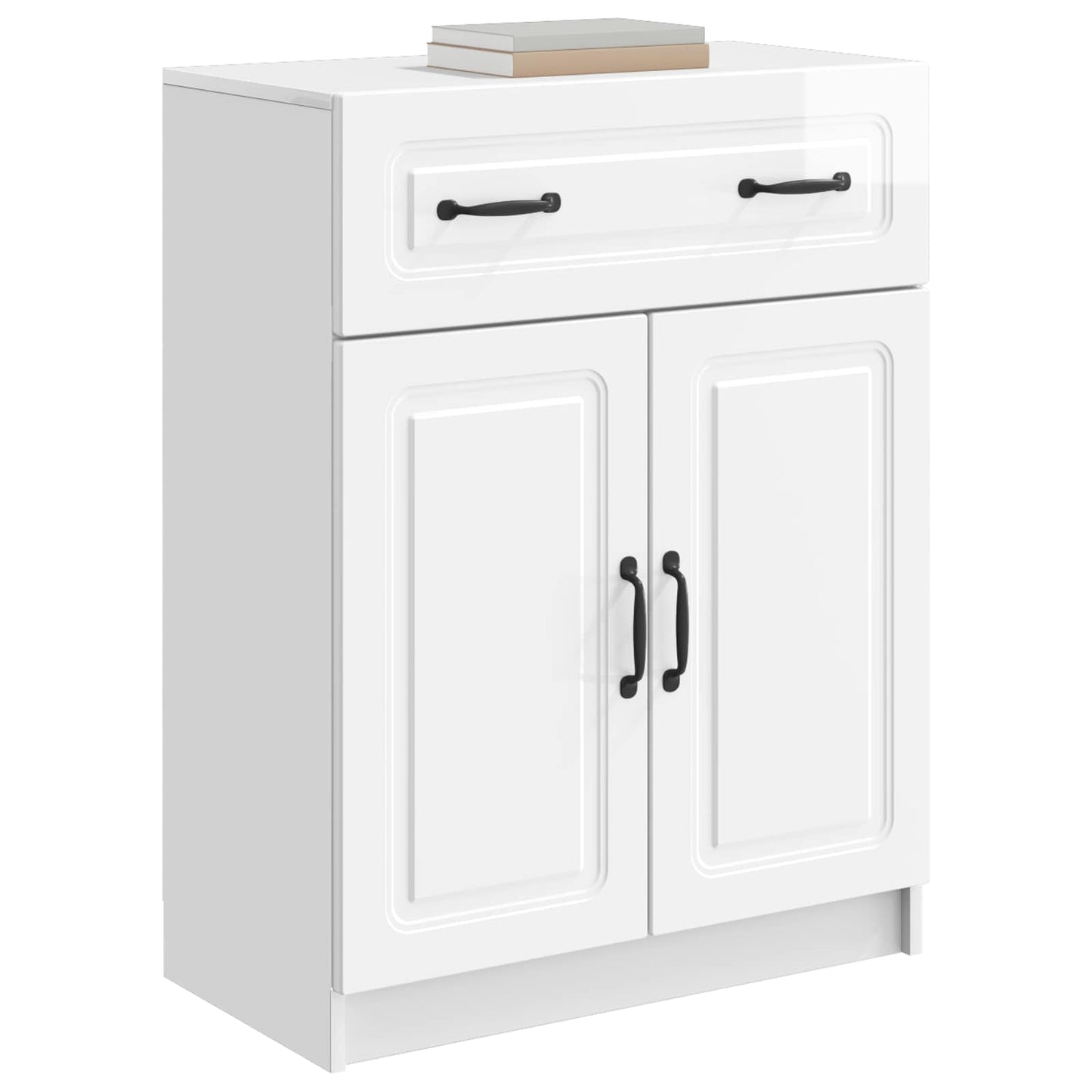 Sideboard Hvid højglans 66 x 34,5 x 87 cm Konstrueret træ