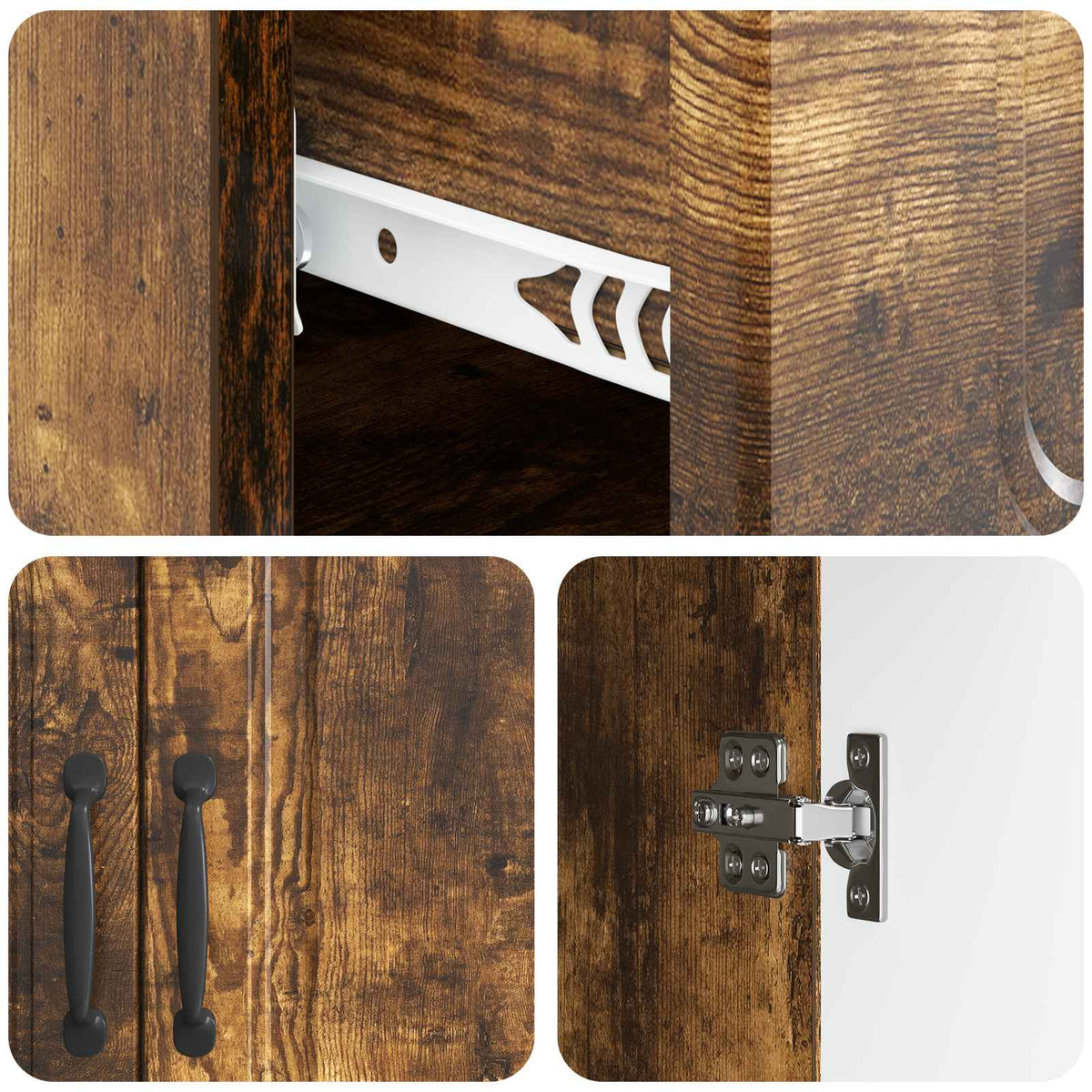 Sideboard med skuffe Røget eg 66 x 34,5 x 87 cm Konstrueret træ