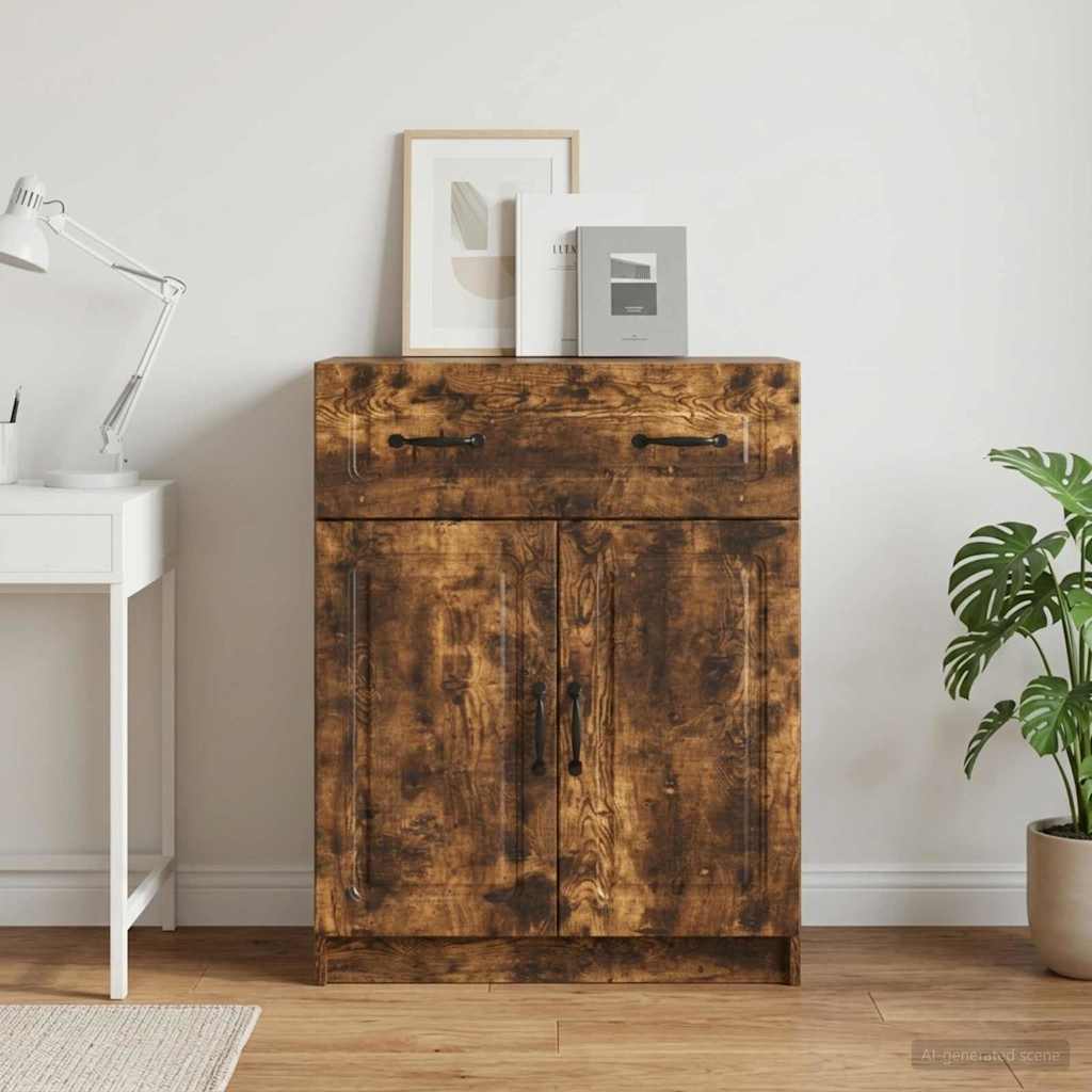 Sideboard med skuffe Røget eg 66 x 34,5 x 87 cm Konstrueret træ