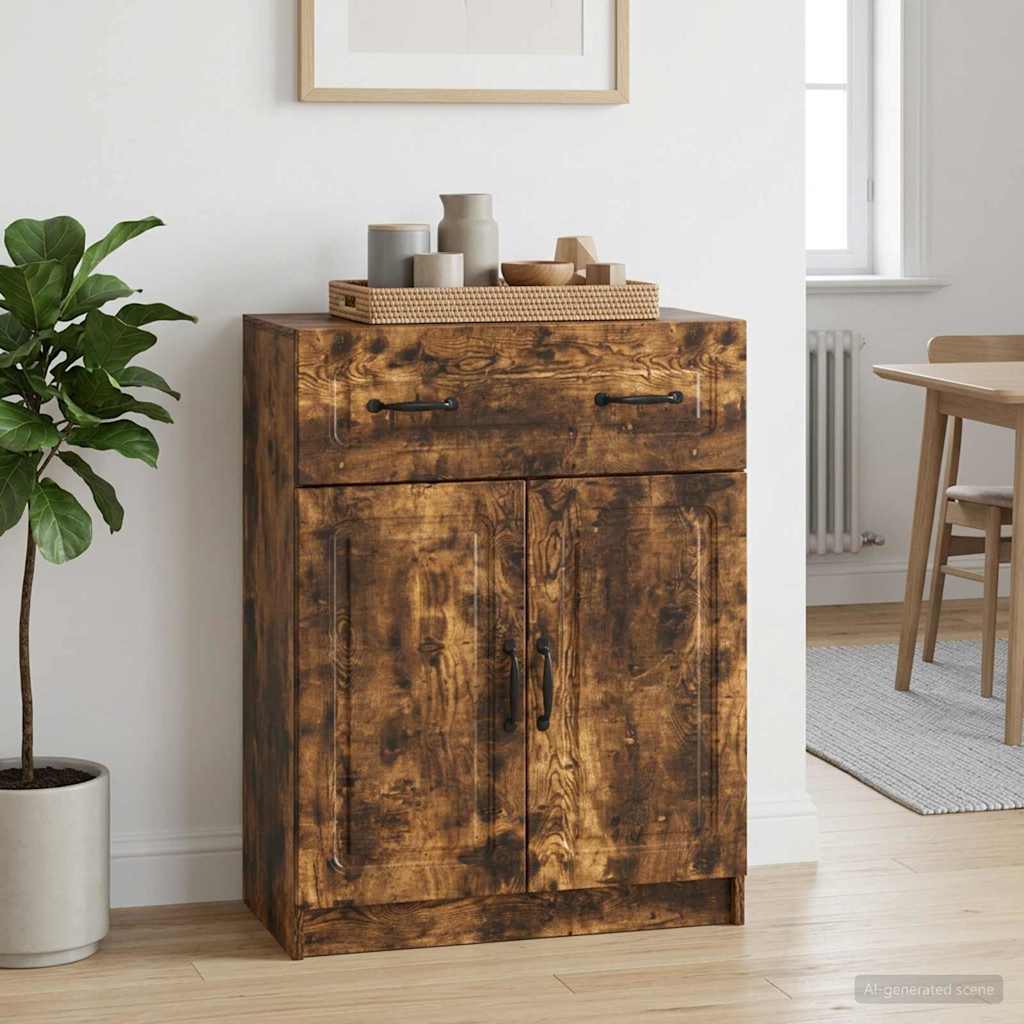 Sideboard med skuffe Røget eg 66 x 34,5 x 87 cm Konstrueret træ