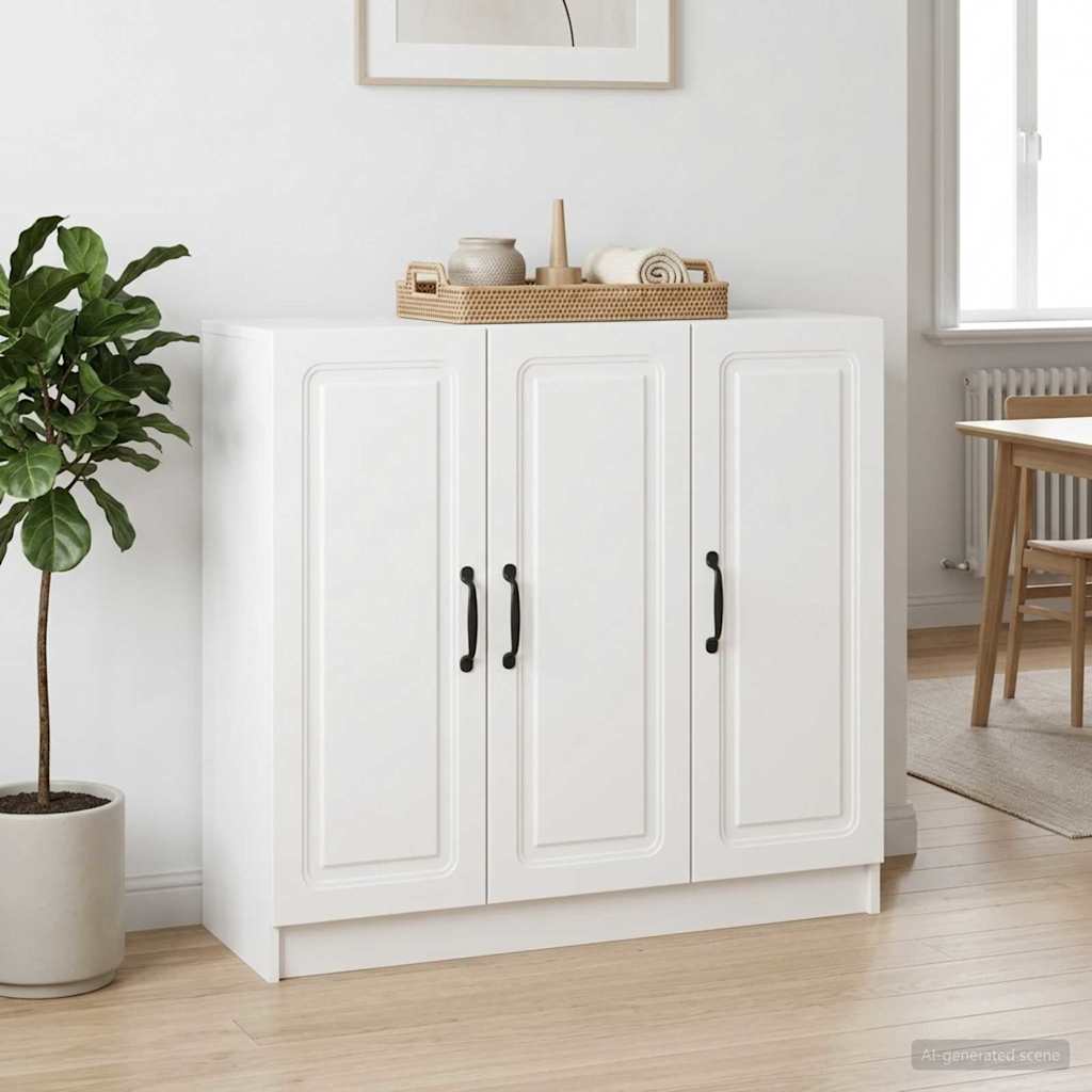 Sideboard Hvid højglans 89 x 34,5 x 77 cm Konstrueret træ