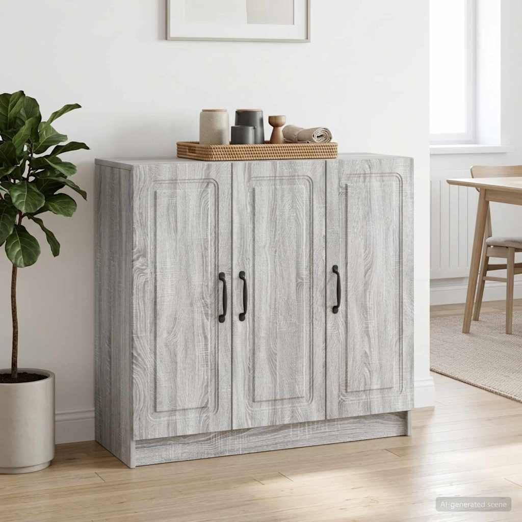 Sideboard Grå sonoma-eg 89 x 34,5 x 77 cm Konstrueret træ