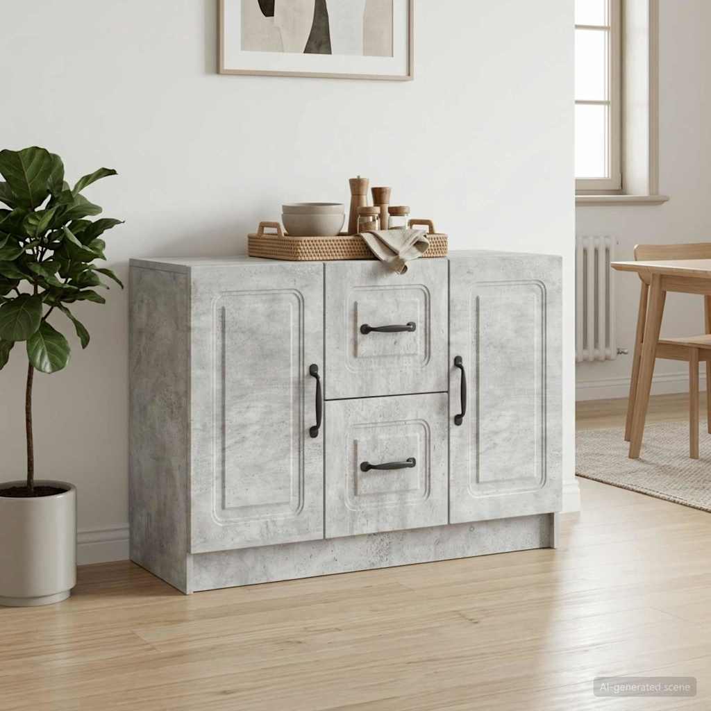 Sideboard Betongrå 89 x 34,5 x 57 cm Konstrueret træ