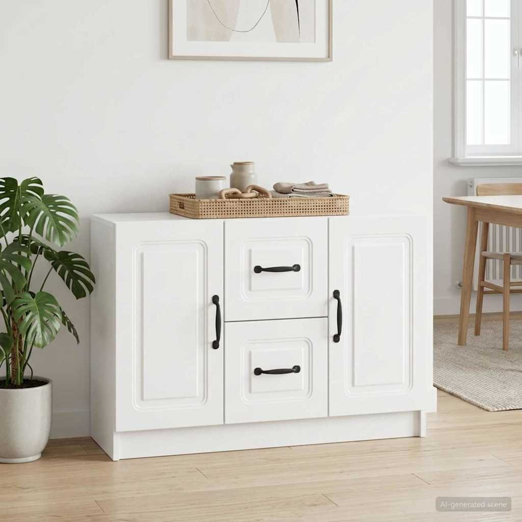 Sideboard Hvid højglans 89 x 34,5 x 57 cm Konstrueret træ