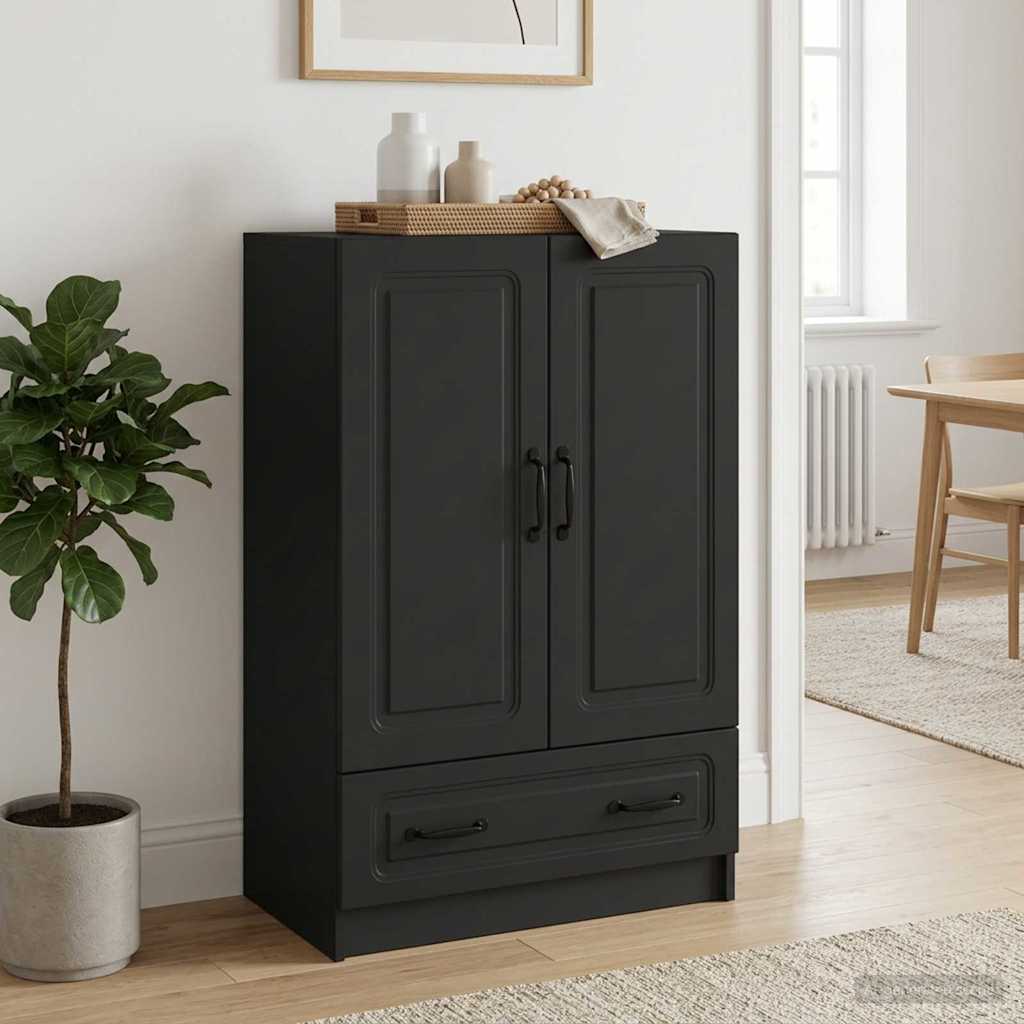 Sideboard med skuffe Sort 66 x 34,5 x 92 cm Konstrueret træ