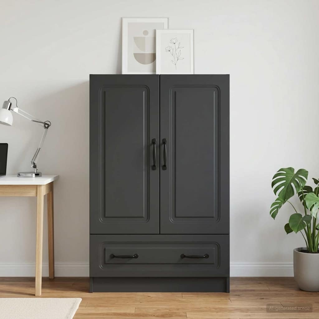 Sideboard med skuffe Sort 66 x 34,5 x 92 cm Konstrueret træ