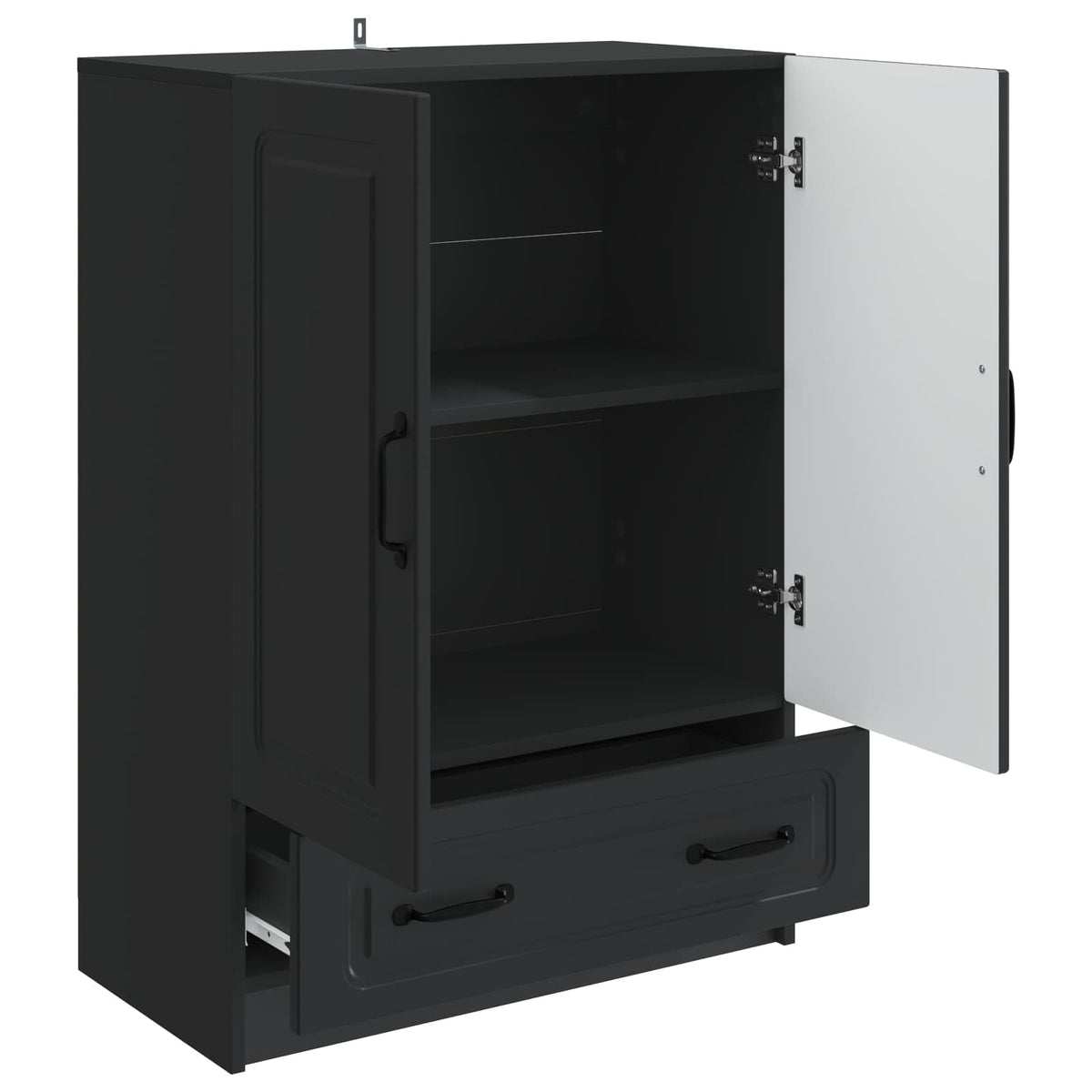 Sideboard med skuffe Sort 66 x 34,5 x 92 cm Konstrueret træ
