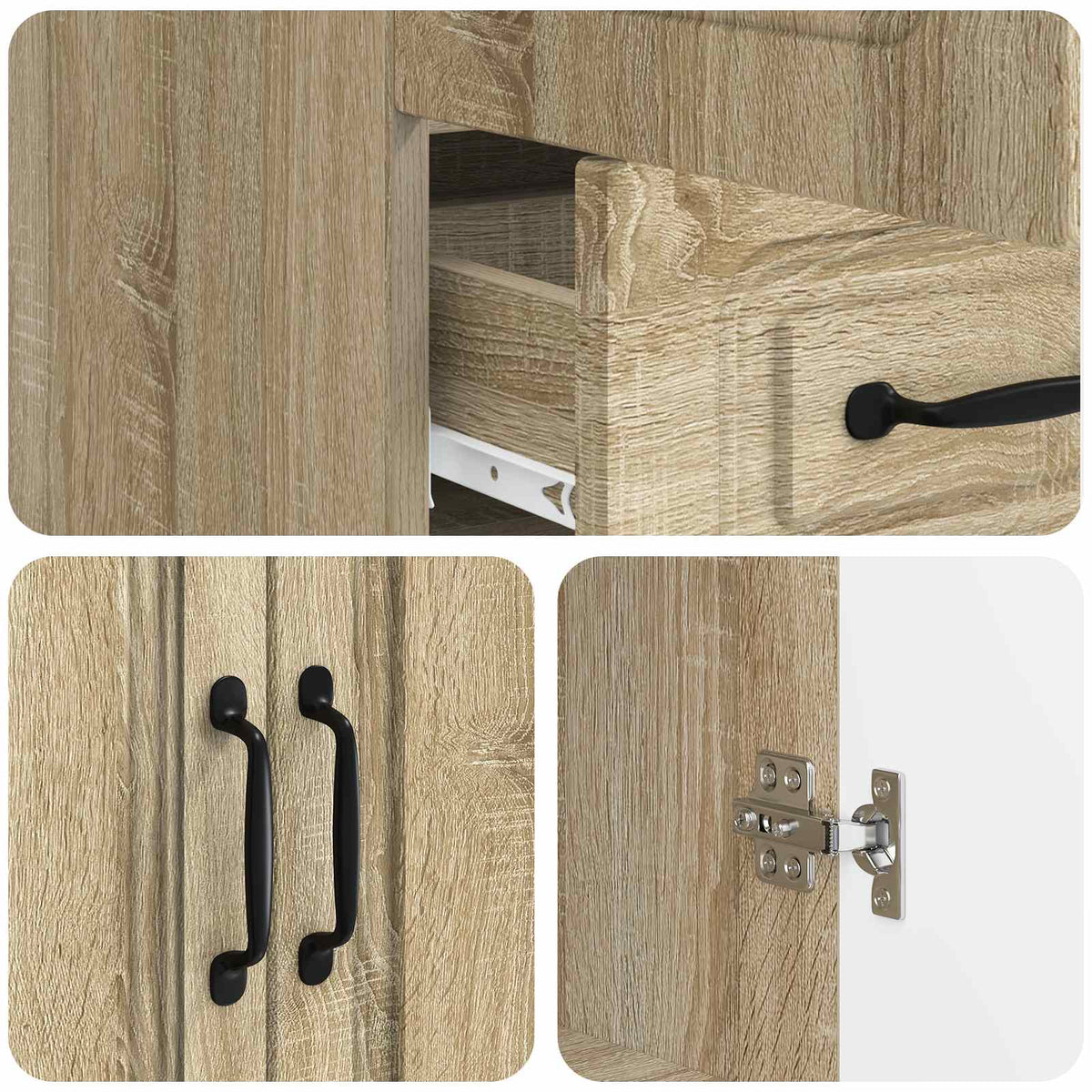 Sideboard Sonoma-eg 66 x 34,5 x 92 cm Konstrueret træ