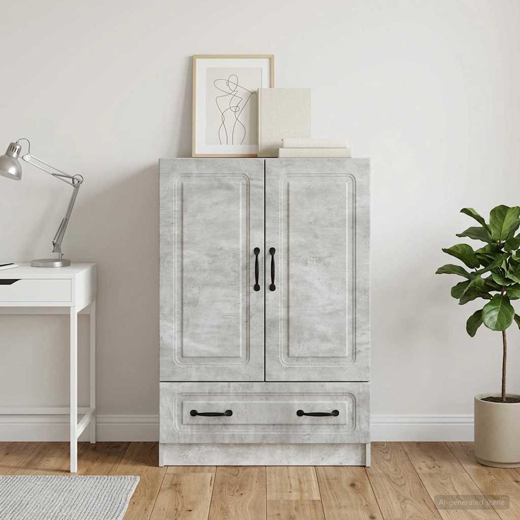 Sideboard med skuffe Betongrå 66 x 34,5 x 92 cm Konstrueret træ