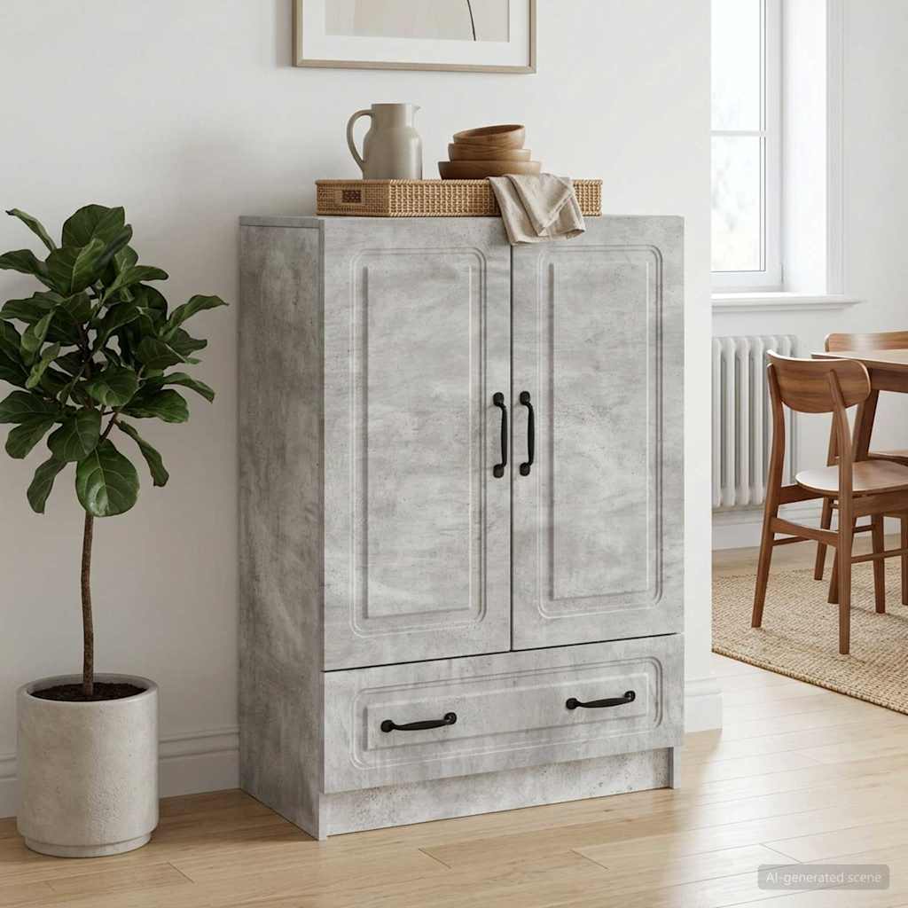 Sideboard med skuffe Betongrå 66 x 34,5 x 92 cm Konstrueret træ