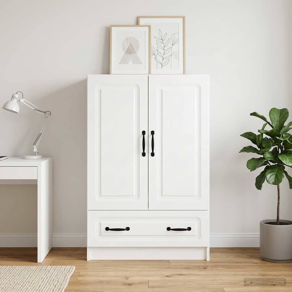 Sideboard Hvid højglans 66 x 34,5 x 92 cm Konstrueret træ