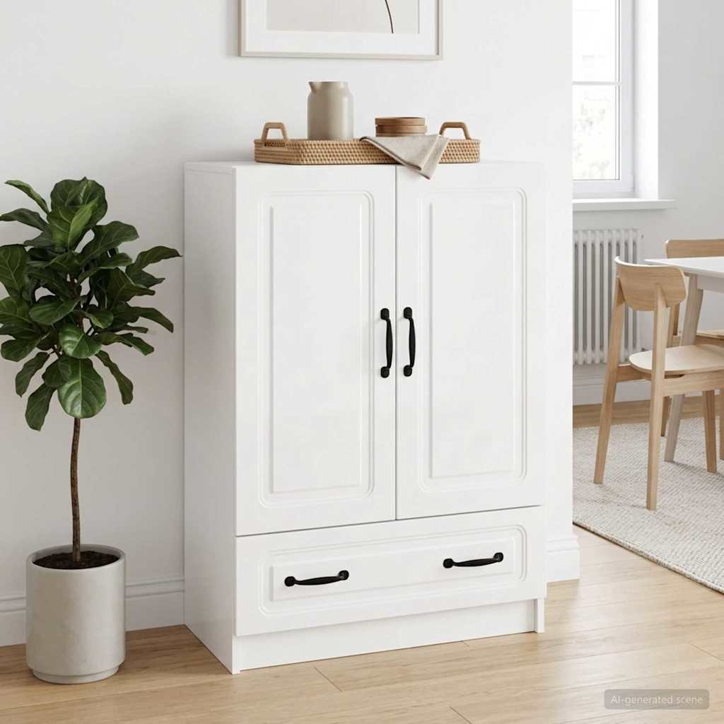 Sideboard Hvid højglans 66 x 34,5 x 92 cm Konstrueret træ