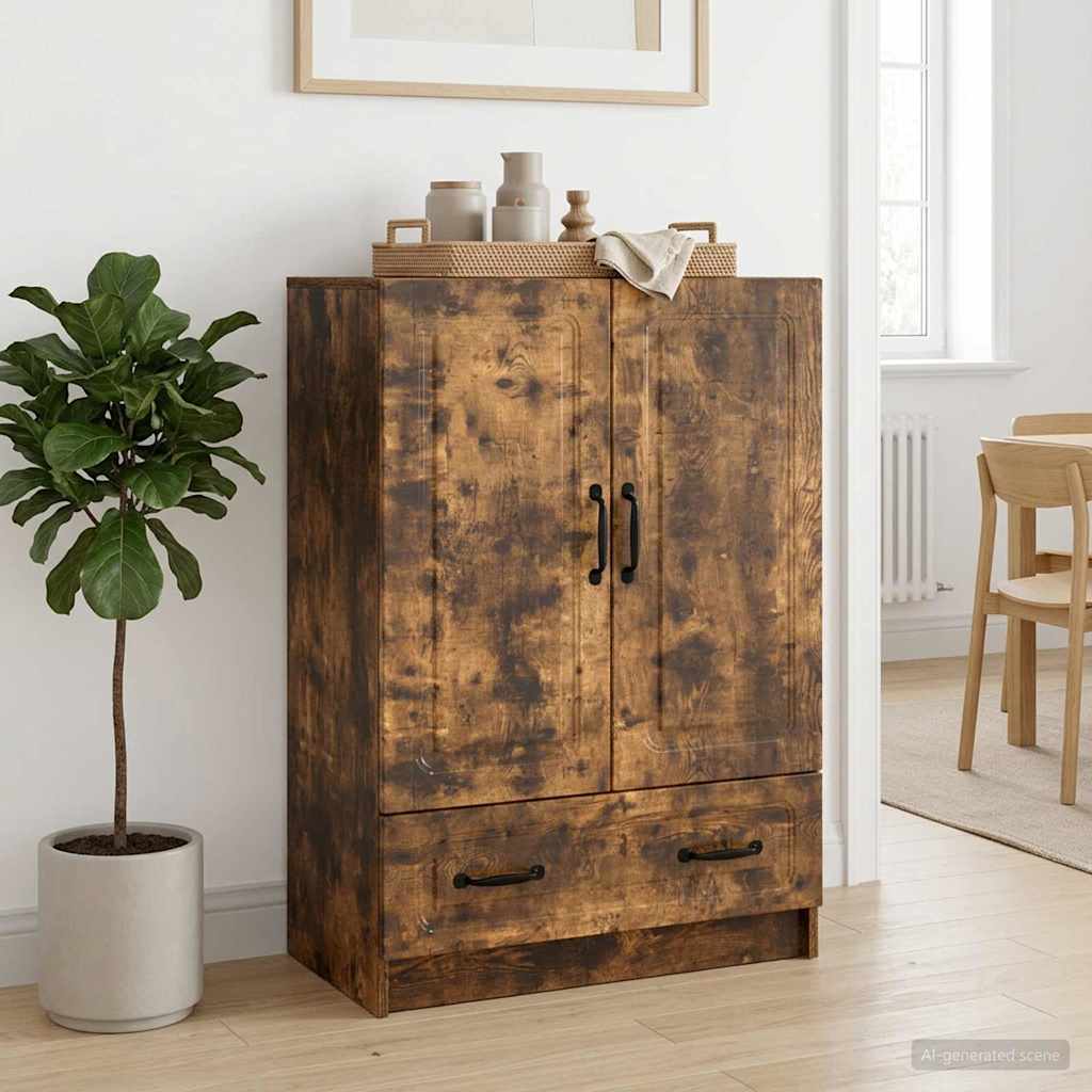 Sideboard med skuffe Røget eg 66 x 34,5 x 92 cm Konstrueret træ