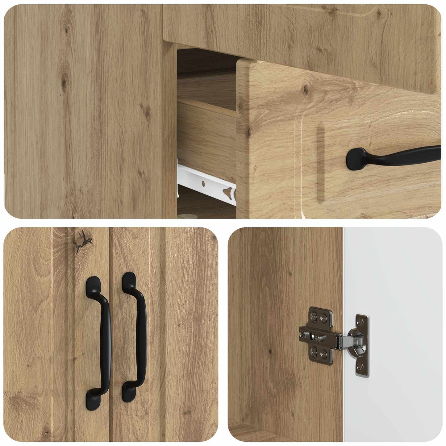 Sideboard Artisan-eg 66 x 34,5 x 92 cm Konstrueret træ