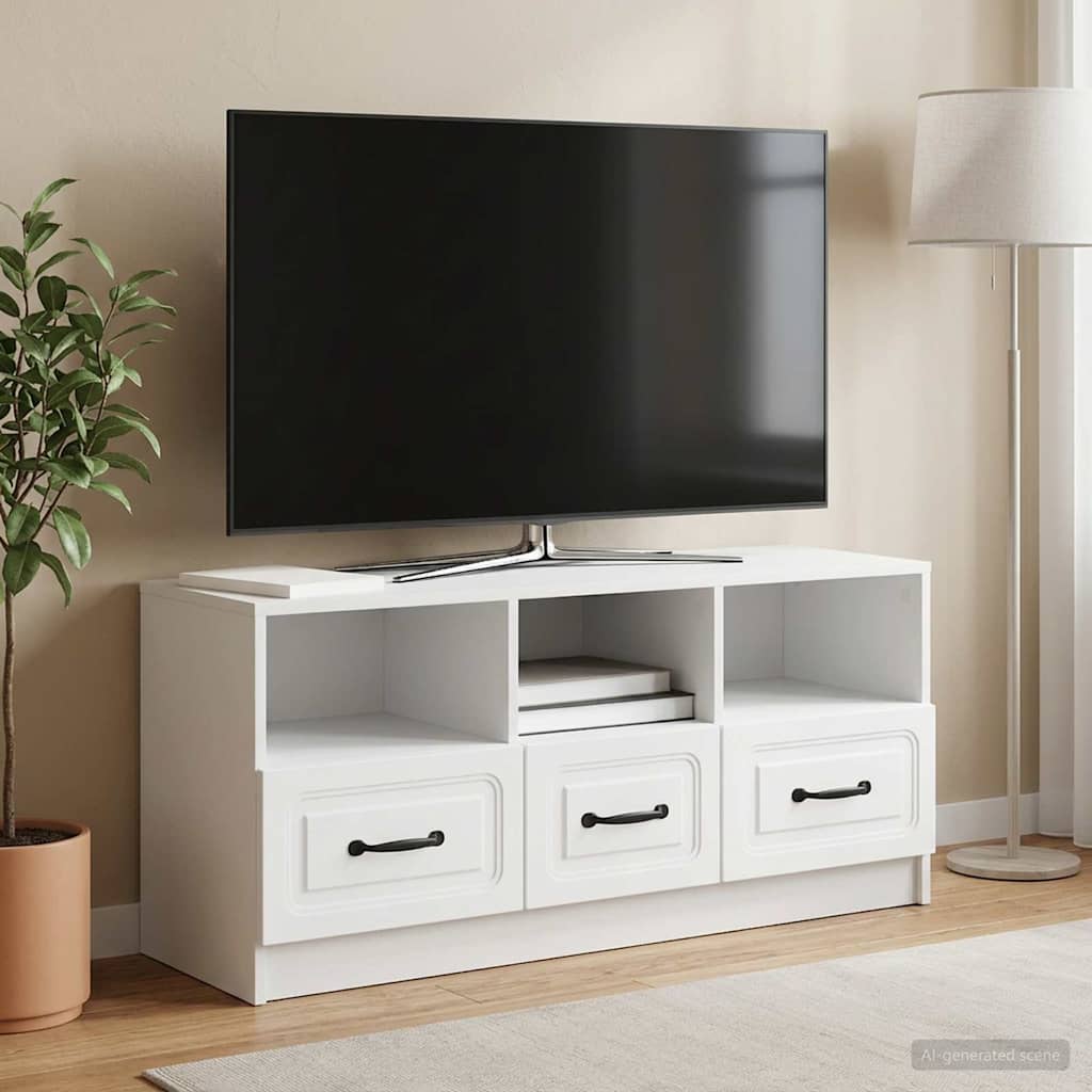 TV-skab med skuffe Hvid 102 x 34,5 x 47 cm Konstrueret træ