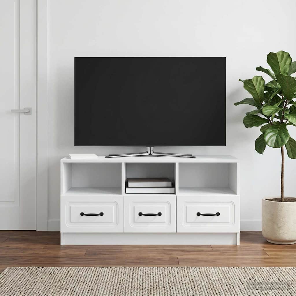 TV-skab med skuffe Hvid 102 x 34,5 x 47 cm Konstrueret træ